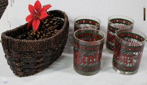 lot 97 image: Seasons Greeting Glasses and Small Basket
