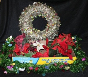 lot 101 image: Decorations Poinsettia Flowers, Garland and Wreath as shown