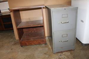 lot 224 image: 2 Drawer File Cabinet and Rolling Cart