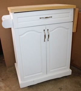 lot 21 image: Rolling Kitchen Cart with Cutting Board Top and Drop Leaf