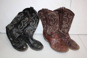 lot 149 image: Tony Lama Cowboy Boots Brown and Black, 2 Pairs Total  Size 11.5