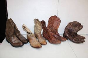 lot 155 image: Cowboy Boots Justin 12D, Tan Color 11.5, Tony Lama 11.5, Lucchese 11.5