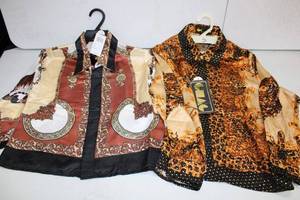 lot 167 image: Boys Special Occasion 100% Silk Shirts, still with tags Gilag Metallic Silk Size L, and Bravo Size S