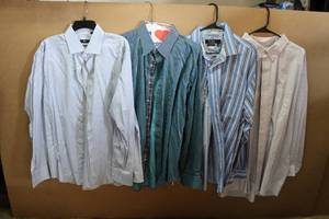 lot 123 image: Mens Dress Shirts Boss Regular Fit 46 - 18, Robert Graham 2XL, Nat Nast American Fit XL, Gold Label Roundtree & Yorke 19 - 3435 Big
