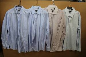 lot 127 image: Mens Dress Shirts  Johnston&Murphy XXL, Boss Regular Fit 47 - 18.5 Blue & White Check, Boss Regular Fit Stretch 46-18White & Purple Stripe, Boss Regular Fit 46-18 White,