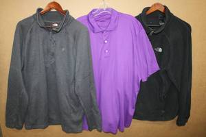 lot 130 image: Mens The North Face Fleece Tops and Bobby Jones Purple Polo XXL