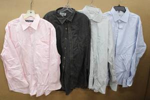 lot 136 image: Mens Dress Shirts Perry Ellis Portfolio XXG 18-3435 Pink, Ryan Michael XXL Black Silk Top, Ermenegildo Zegna 47-18.5 Check, Neiman Marcus Exclusive
