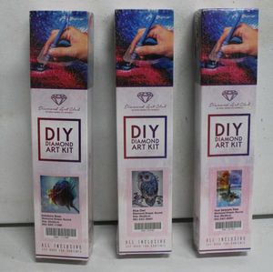 lot 184 image: DIY Diamond Art Kits Unopened, Four Seasons Tree, Blue Owl and Rainbow Rose, 3 Total