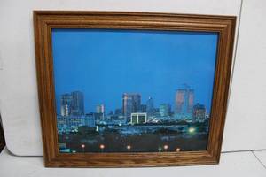 lot 186 image: Wall Art Oak Framed Ploto of Fort Worth 23.5x20