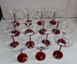 lot 191 image: Set of 15 Holiday Martini Glasses by Pfaltzgraff