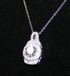 lot 35 image: White Diamond Simulant Slide Pendant Necklace, Tag reads SS 4.40CTW B LUCE WHT DIA SIM SLDCHN