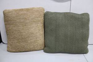 lot 221 image: 2 Throw Pillows with Crochet Weave Pattern