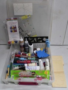 lot 232 image: Craft Lot Paint Brushes, Craft Paint, Tacky Glue and More
