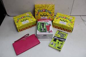 lot 241 image: Champagne Party Poppers Set of 3, Watermelon Keg, Victorias Secret Clutch Wallet, and Secret Codes 2008 Book