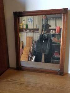lot 23 image: Wood framed mirror - 28 by 34