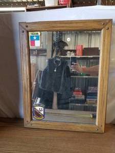 lot 31 image: Wood framed mirror -