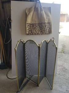 lot 139 image: Fire screen and wood carrier