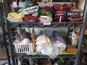 lot 157 image: Selection of sewing items and some material