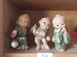 lot 166 image: 3 ceramic or pottery dolls made in Japan