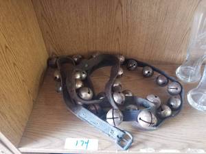 lot 174 image: Vintage leather straps with bells