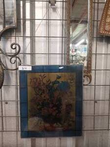 lot 210 image: Flower themed stained lead and glass wall hanger