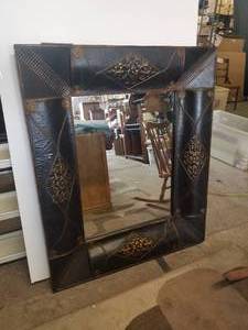 lot 215 image: Large metal framed mirror - 37.5 by 48