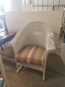 lot 277 image: White wicker rocking chair