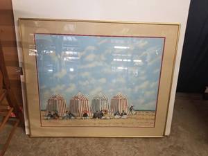 lot 327 image: Beach themed framed artwork