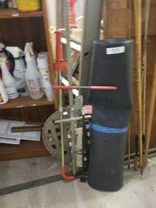 lot 352 image: Selection of garage items, rolled mat, water keys, etc.