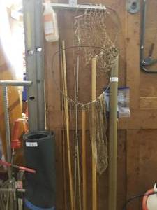 lot 353 image: Selection of fishing items along with some boat oars