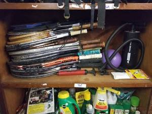 lot 365 image: Selection of sports equipment - mostly rackets