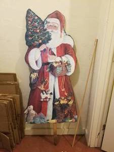 lot 2 image: Vintage Santa Claus yard decoration - 4 ft tall - still has plastic wrap on front