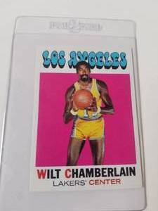 lot 60 image: Wilt Chamberlain basketball card - Authenticity unknown