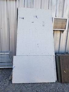 lot 242 image: Large and small peg board with wood frame backing