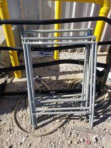 lot 327 image: Lot of 4 metal A frame sawhorses