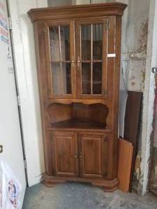 lot 236 image: Wood Corner China Hutch - 18 by 34 by 76