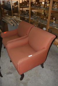 lot 13 image: Pair of Upholstered Arm Chairs with Diamond Stitch Design
