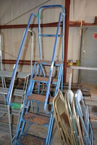 lot 53 image: Industrial Rolling Ladder Blue