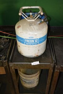 lot 98 image: Rolling Metal Cart Plus CONTENTS-Freon Tank