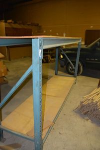 lot 85 image: Metal Cabinet with Laminate Top CONTENTS NOT INCLUDED