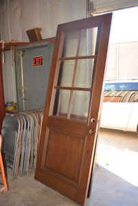 lot 141 image: Solid Wood Front Door with Half Glass Panel Grid Design