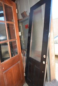 lot 142 image: Solid Wood Front Door with Glass Panel Painted Black