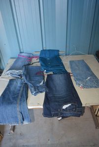 lot 12 image: Jeans Lot Mossimo Slim Bootcut 11RR, No Boundaries Size 17, Cherokee 6X, Blue Asphalt, and Angels Size 9