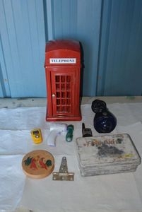lot 42 image: Telephone Booth Charging box, First aid kit, Gas sensor, thermometer, dryer and more.