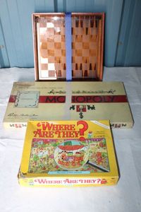 lot 65 image: Game lot BackgammonChess, Vintage Monopoly, Where are they
