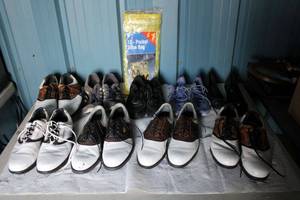 lot 77 image: Large lot of Shoes and Golf Shoes Mens Size 12, Plus Womens Nike Training Size 8, see pictures