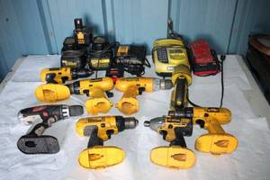 lot 78 image: DeWalt, Ryobi, and Milwaukee Battery