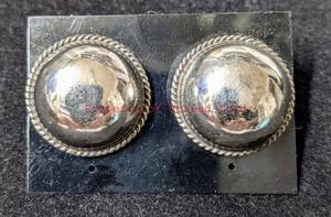 lot 23 image: Pair of Oval Sterling Silver Earrings. Diameter is around 34 around.