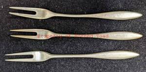 lot 30 image: Crab Sterling Silver Forks, also called Escargot Forks, 2 Prong Tasting Appetizer Forks, Portable Cocktail Salad Fruit Forks