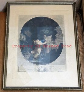 lot 77 image: Framed Antique Art Etching Le Serment DAmour 15.5 x 12
